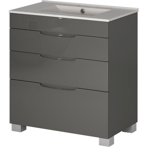 Mueble de baño asimétrico gris grafito 100 x 45 cm