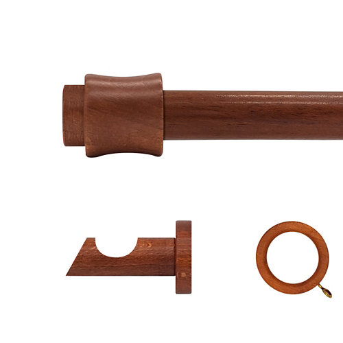 Kit barra madera ø 20mm cata cerezo 150cm c/anillas pared