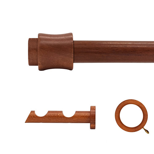 Kit 2 barras madera ø 20mm cata cerezo 250cm c/anillas pared 1 Kit 2 barras madera ø 20mm cata cerezo 250cm c/anillas pared