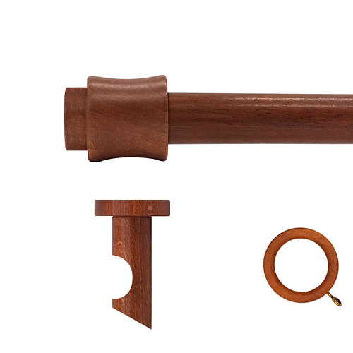 Kit barra madera ø 28mm cata cerezo 150cm c/anillas techo
