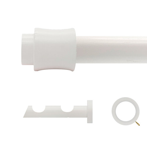 Kit 2 barras madera ø 28mm cata blanco 200cm c/anillas pared