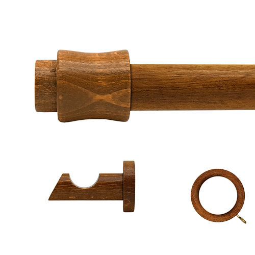 Kit barra madera ø 28mm cata roble 150cm c/anillas pared