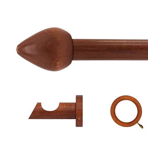 Kit barra madera ø 28mm seta cerezo 250cm c/anillas pared