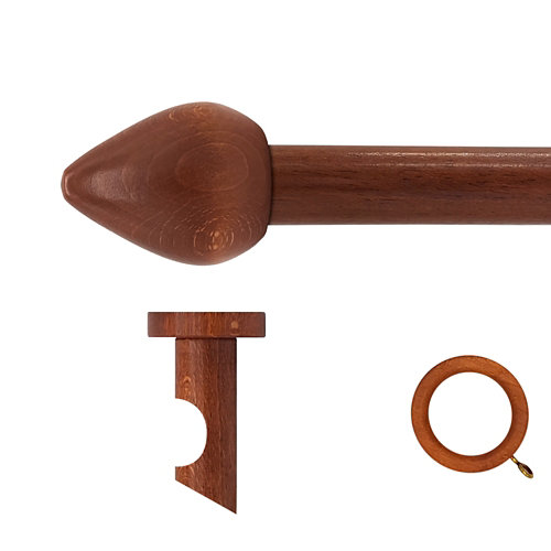 Kit barra madera ø 28mm seta cerezo 250cm c/anillas techo