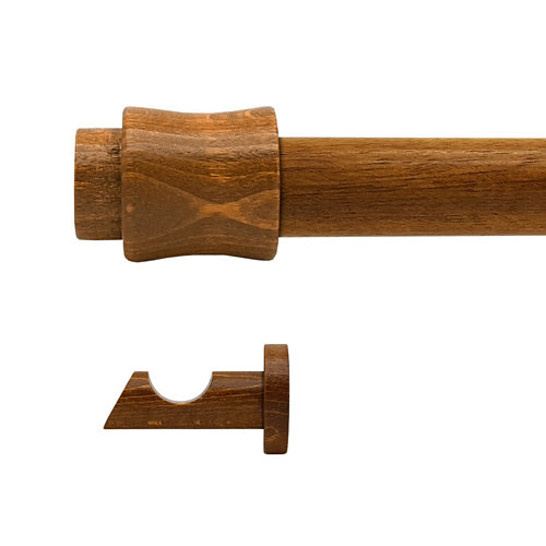 Kit barra madera ø 20mm cata roble 150cm s/anillas pared