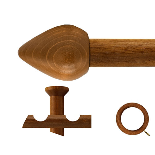 Kit 2 barras madera ø 28mm seta roble 300cm c/anillas techo