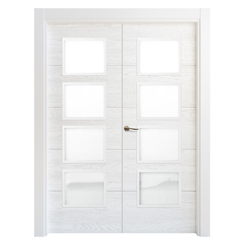 Puerta doble acristalada lucerna premium blanca i 9x115 cm