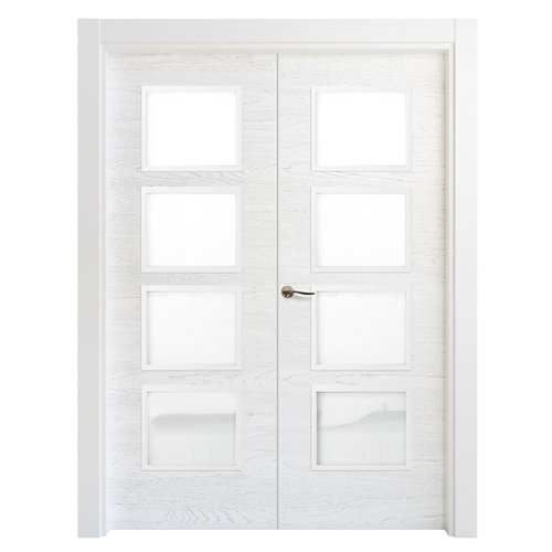 Puerta doble acristalada bari premium blanco i 9x115 cm