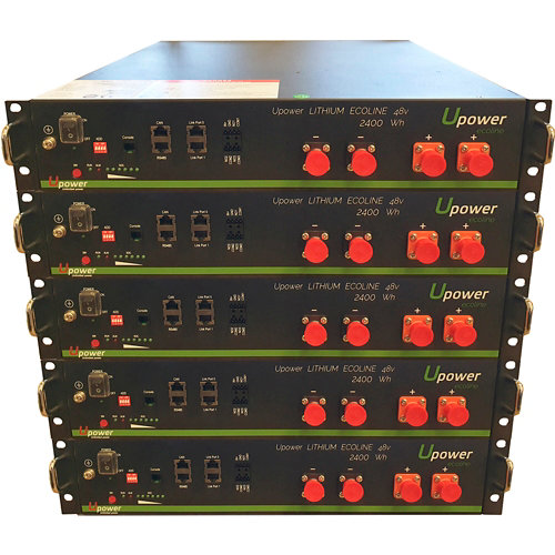 Rack de 5 baterías solares de litio u-power 48v 250ah 12 kw
