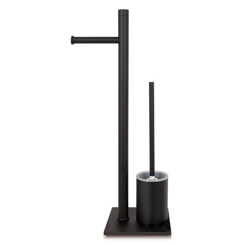 Escobillero y portarrollo negro mate 24x54 cm de la marca Blanca / Sin definir en acabado de color Negro fabricado en Acero