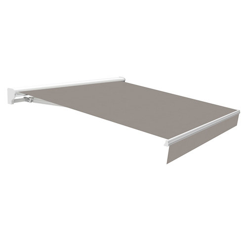 Toldo osaka brazo extensible motorizado con semicofre blanco y tela gris 3,95x2m