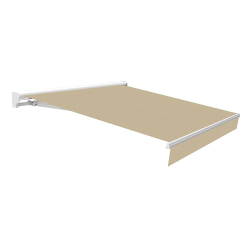 Toldo osaka brazo extensible motorizado semicofre blanco y tela beige 4,75x3m