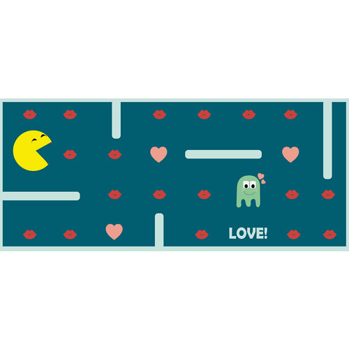 Alfombra pie de cama pvc te como a besos azul rectangular 48x110cm