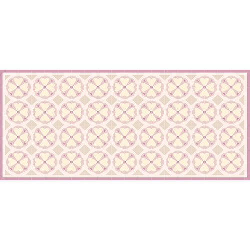 Alfombra pie de cama pvc love flowers rosa y amarillo rectangular 48x110cm de la marca Blanca / Sin definir en acabado de color Rosa fabricado en PVC