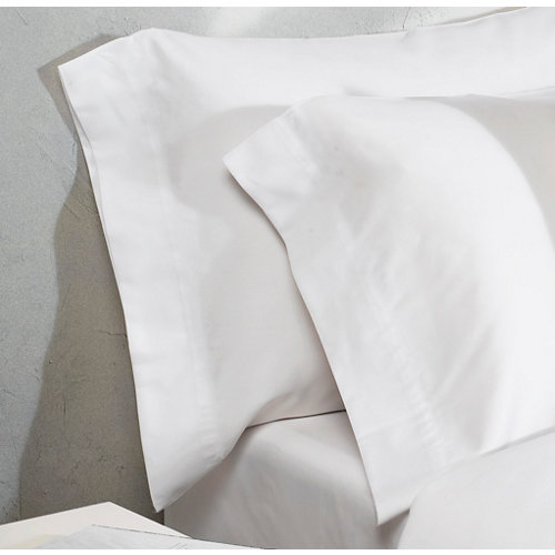 Pack de 2 fundas de almohada blanca de algodón egipcio 400 hilos 100x50 cm