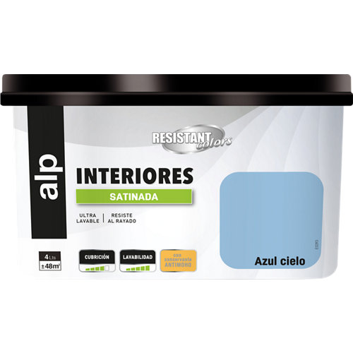 Pintura interior resistant satinada 4l azul cielo