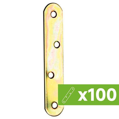 Lote 100 placas unión en acero bicromatado 60 mm