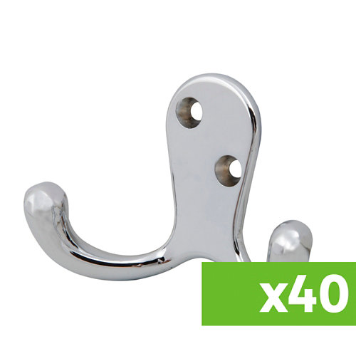 Lote 40 colgadores dobles de níquel cromado