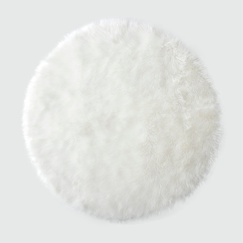 Alfombra acrílica circular pelo largo skin blanco ø 90 cm