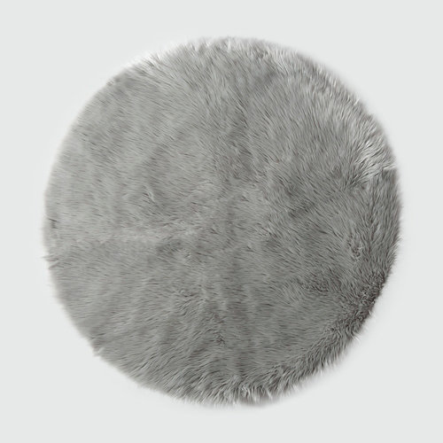 Alfombra acrílica circular pelo largo skin gris ø 90 cm