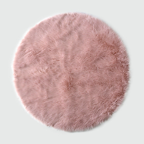 Alfombra acrílica circular pelo largo skin rosa ø 90 cm