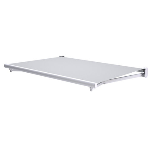 Toldo tarifa brazo extensible manual blanco y tela gris de 5x3m