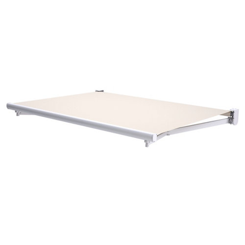 Toldo tarifa brazo extensible motorizado blanco y tela beige 3x2m