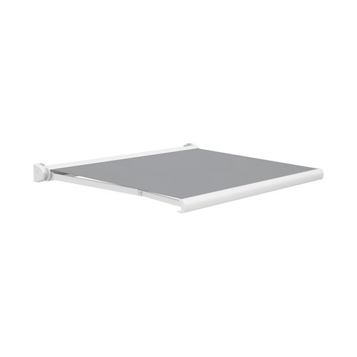 Toldo ibiza brazos extensible manual con cofre blanco y tela gris 6x3m