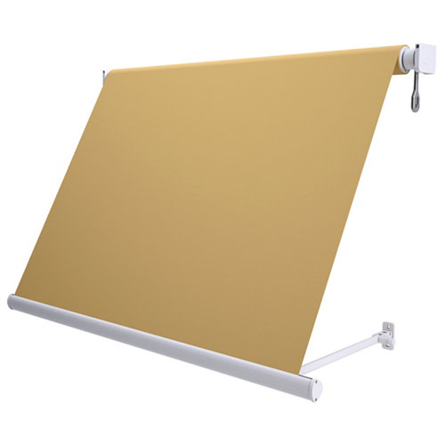 Toldo sitges brazo estor manual color blanco con tela café de 4,5x2.5m