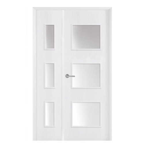 Puerta doble con cristal bari plus blanca 115 cm (72+42) d