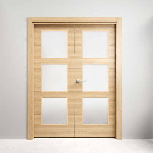 Puerta corredera cristal berlín uñero y condena 82,5x203 cm 28 Puerta doble acristalada berna roble miel 110x105(62+42)cm d