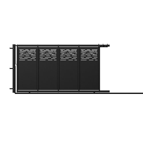 Puerta corredera 400x200cm + peatonal galaxy negra