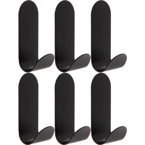 Lote 6 perchas de baño adhesivas de acero inoxidable sensea basic negra de la marca Blanca / Sin definir en acabado de color Negro fabricado en Varios, ver descripción