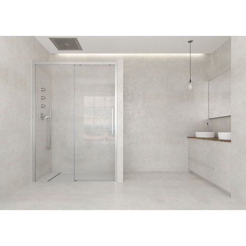 Mampara corredera cool transparente perfil cromado 130x200 cm de la marca Vanguard en acabado de color Gris / plata fabricado en Cristal