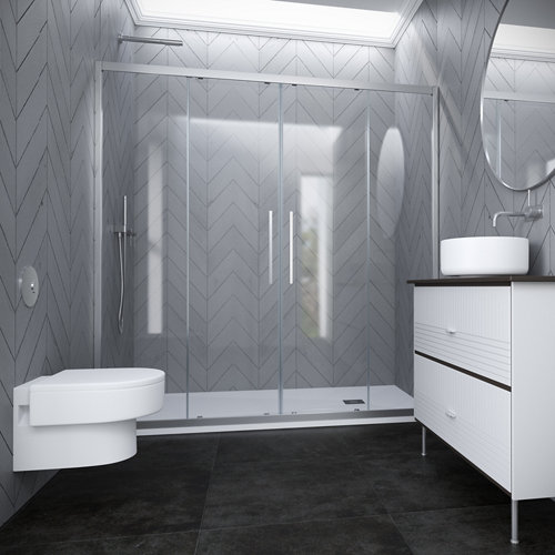 Mampara corredera cool life transparente cromado 6mm (162-166)x200cm de la marca Vanguard en acabado de color Gris / plata fabricado en Cristal