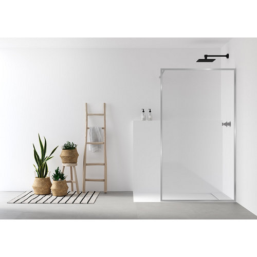 Panel de ducha cool transparente cromo 120x200 cm de la marca Vanguard en acabado de color Gris / plata fabricado en Cristal