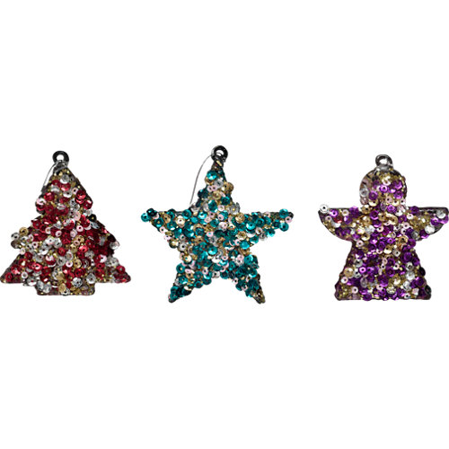 Set de 3 colgantes ornamentos 6 cm colourful