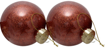 Set de 2 bolas de Navidad 8 cm marrón