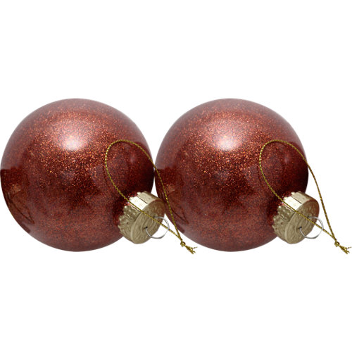 Set de 2 bolas de navidad 8 cm marrón