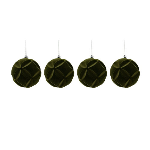 Set de 4 bolas de navidad 8 cm verde