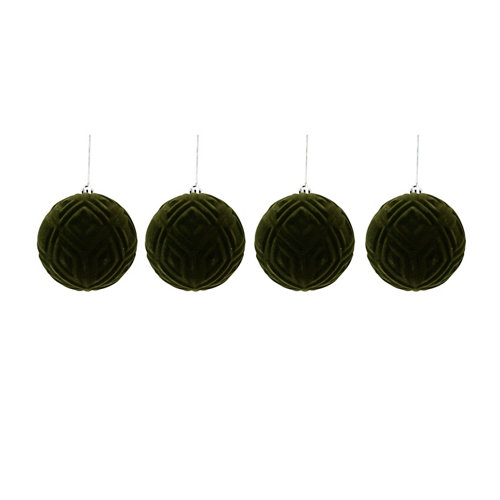 Set de 4 bolas de navidad 8 cm verde