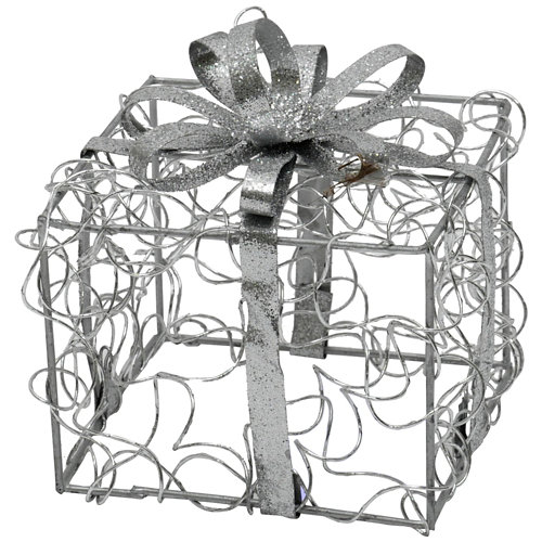 Caja de regalo decorativa 10 cm plata