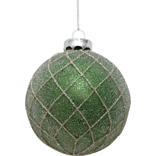 Bola de navidad de cristal verde dorado de 8 cm