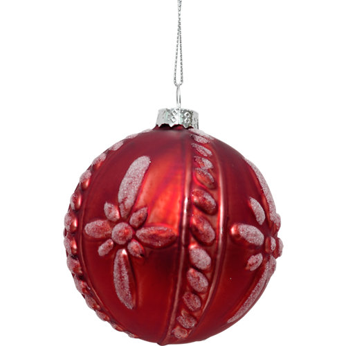 Bola de navidad de cristal rojo de 8 cm