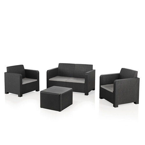 Set de sofás y mesa baja naterial novo de resina para 4 personas