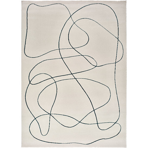 Alfombra de interior blanca polipropileno sherry abstracto 60 x 110cm
