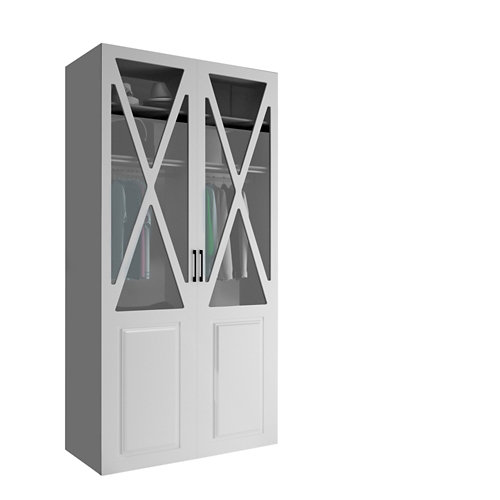 Puerta doble con cristal bari plus blanca 9x125cm (62+62) d 27 Armario spaceo home manila blanco abatible interior gris 240x120x60cm