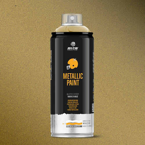 Spray pintura montana pro metalizado oro r-1036 400ml de la marca MONTANA en acabado de color Amarillo / dorado fabricado en Varios, ver descripción
