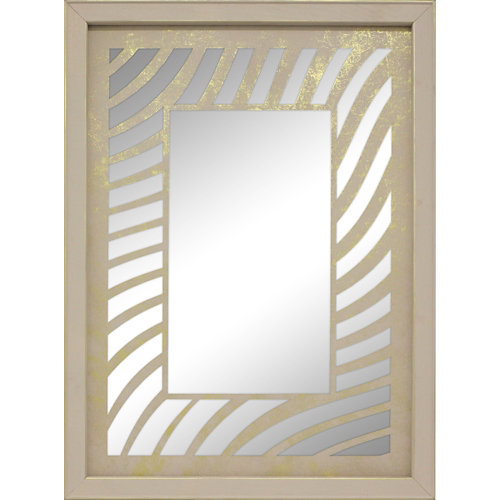 Espejo enmarcado rectangular mosaico agni blanco / oro 90 x 70 cm
