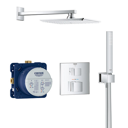 Conjunto de ducha empotrado termostático grohe gris / plata de la marca Grohe en acabado de color Gris / plata fabricado en Latón
